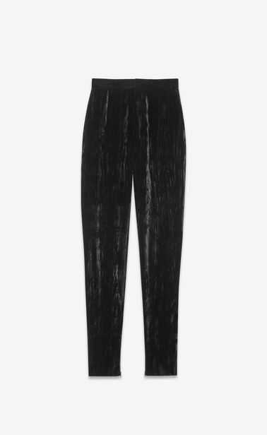 High-waist crushed velvet trousers